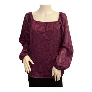 Mason & Belle Purple Blouse with Square Neckline and Puff Sleeves